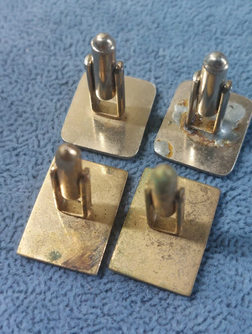 Vintage Estate Cufflinks Lot of 2 Pairs | Silver Tone & Gold Tone Mid Century St